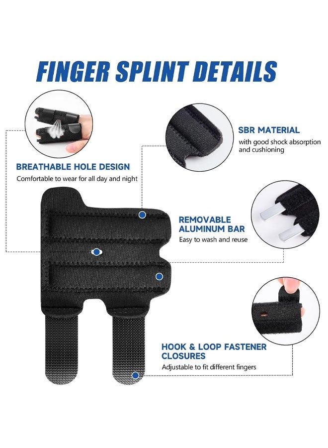 2 قطعة جبيرة إصبع - جبيرة إصبع مُحسّنة مدمجة في 2 شريط ألومنيوم لدعم جبائر الأصابع لشلل الإصبع المكسور وتخفيف آلام التهاب المفاصل - Image 3